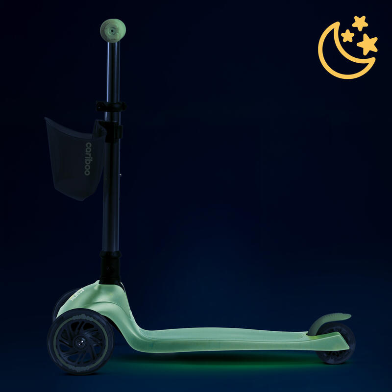 Trotinetă cu trei roți pliabilă cu roți LED fosforescente Cariboo Ghost