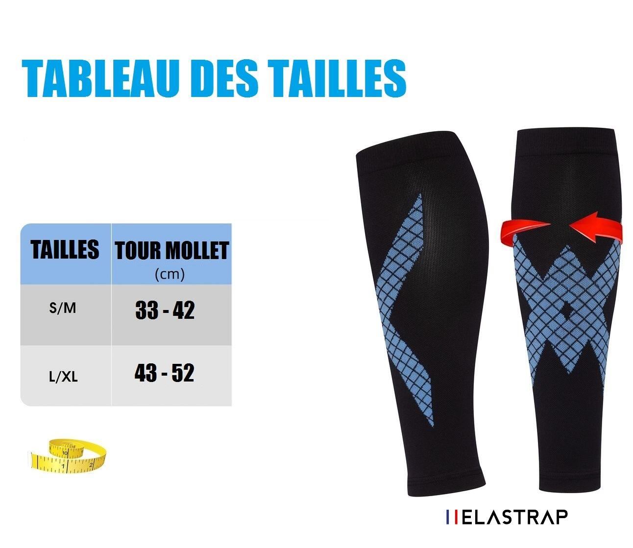 Manchons mollet de compression X-Sport - Effort et récupération - Noir et Bleu 3/4