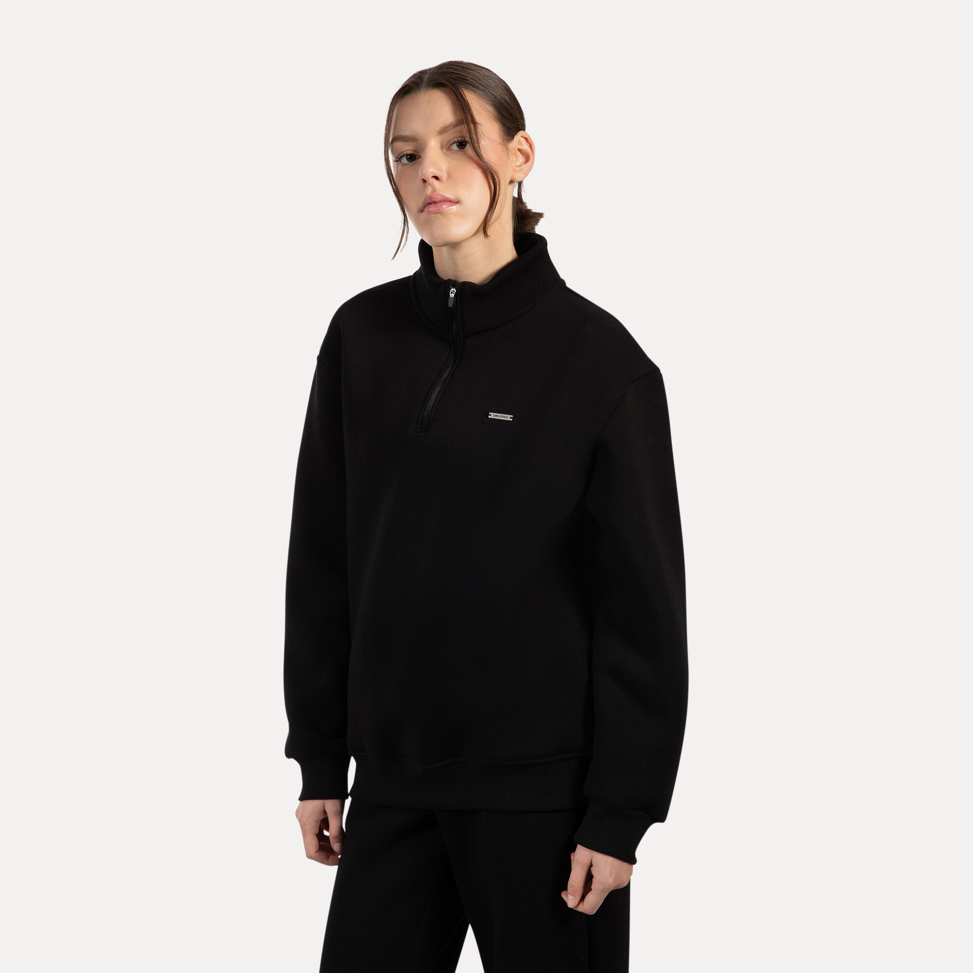 Unisex Sweater Half Zip Jago Schwarz 2/5