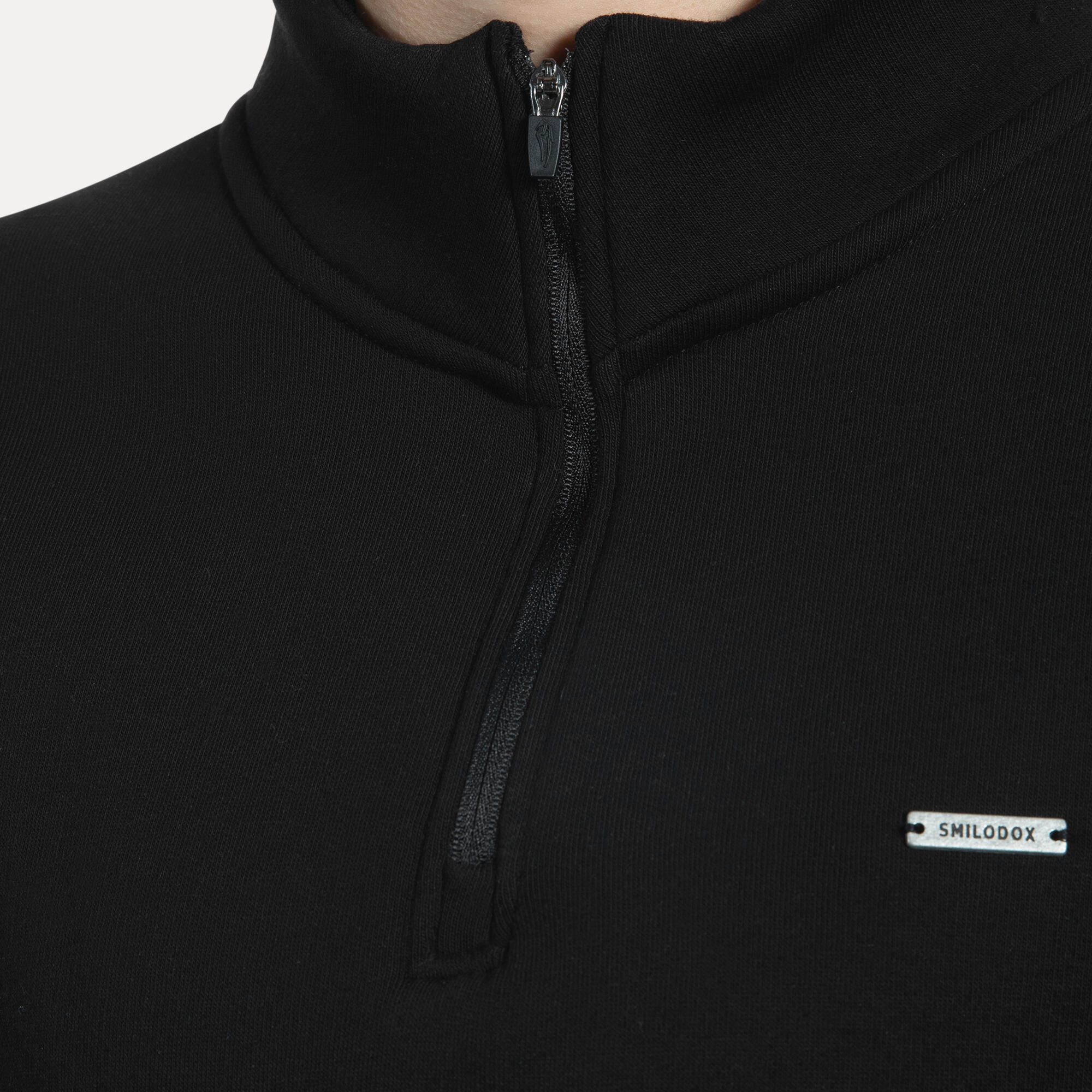 Unisex Sweater Half Zip Jago Schwarz 4/5