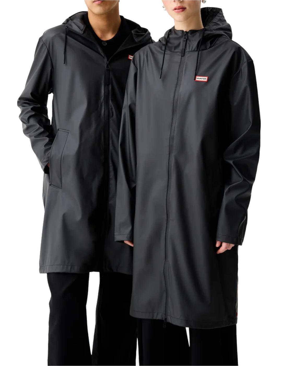 Chubasquero Negro Hunter Unisex Andrea Pu Black Rain Coat con Capucha Ajustable 6/6