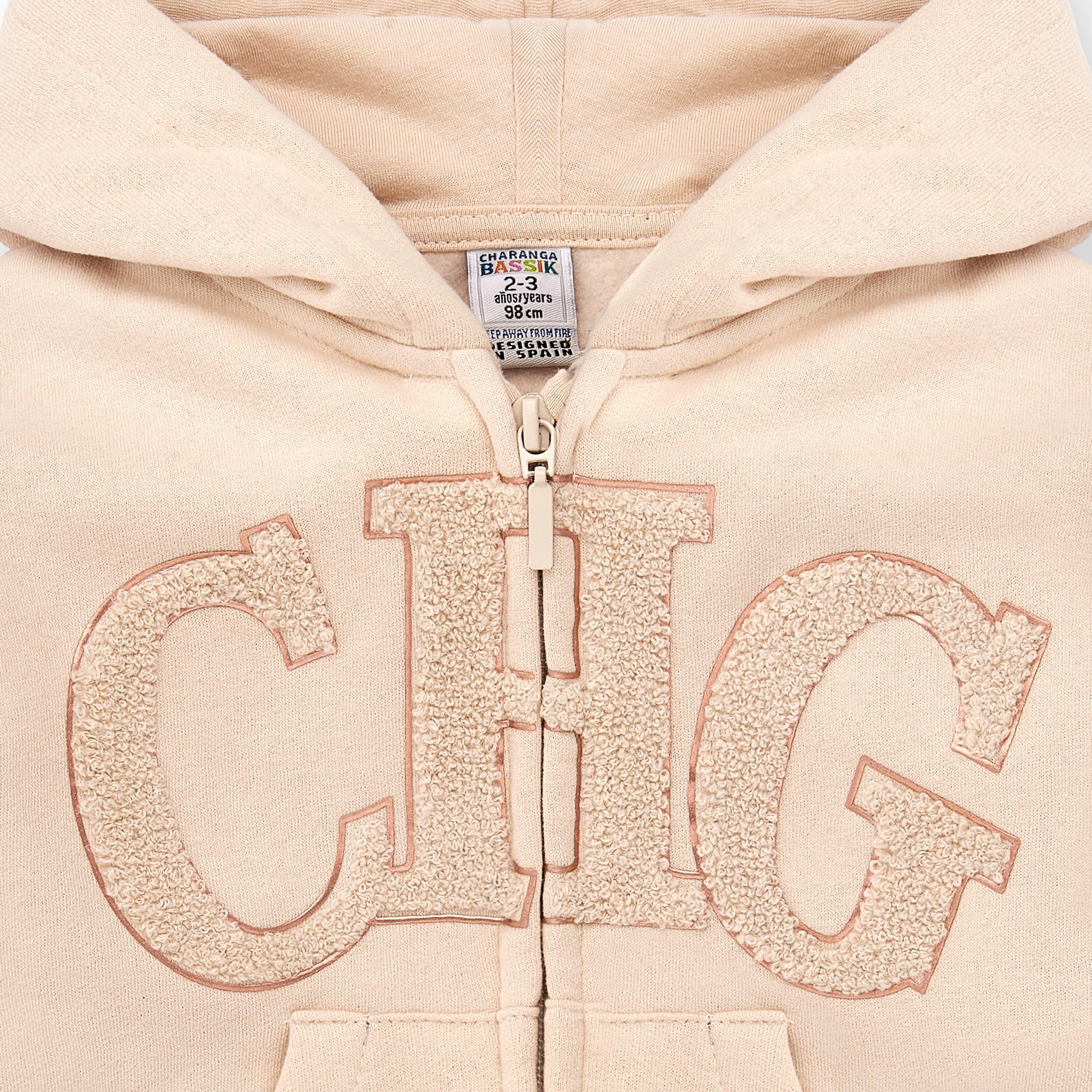 Moletom aberto bege para meninas CHG | Com 3/4