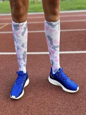 Calze a compressione alta da donna per running corsa ciclismo e sport