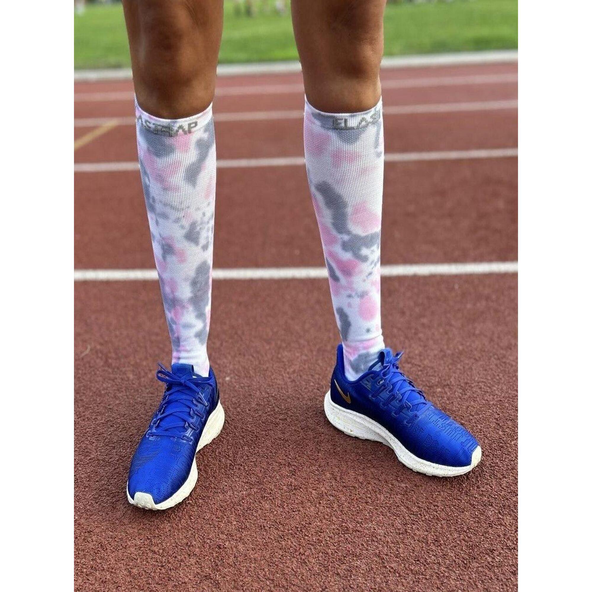 Elastrap - Chaussettes De Compression Haute Effort Femme Running, Course, Vélo Et Sports - Chaussettes De Compression - Blanc|gris|rose - 43/48 - Decathlon