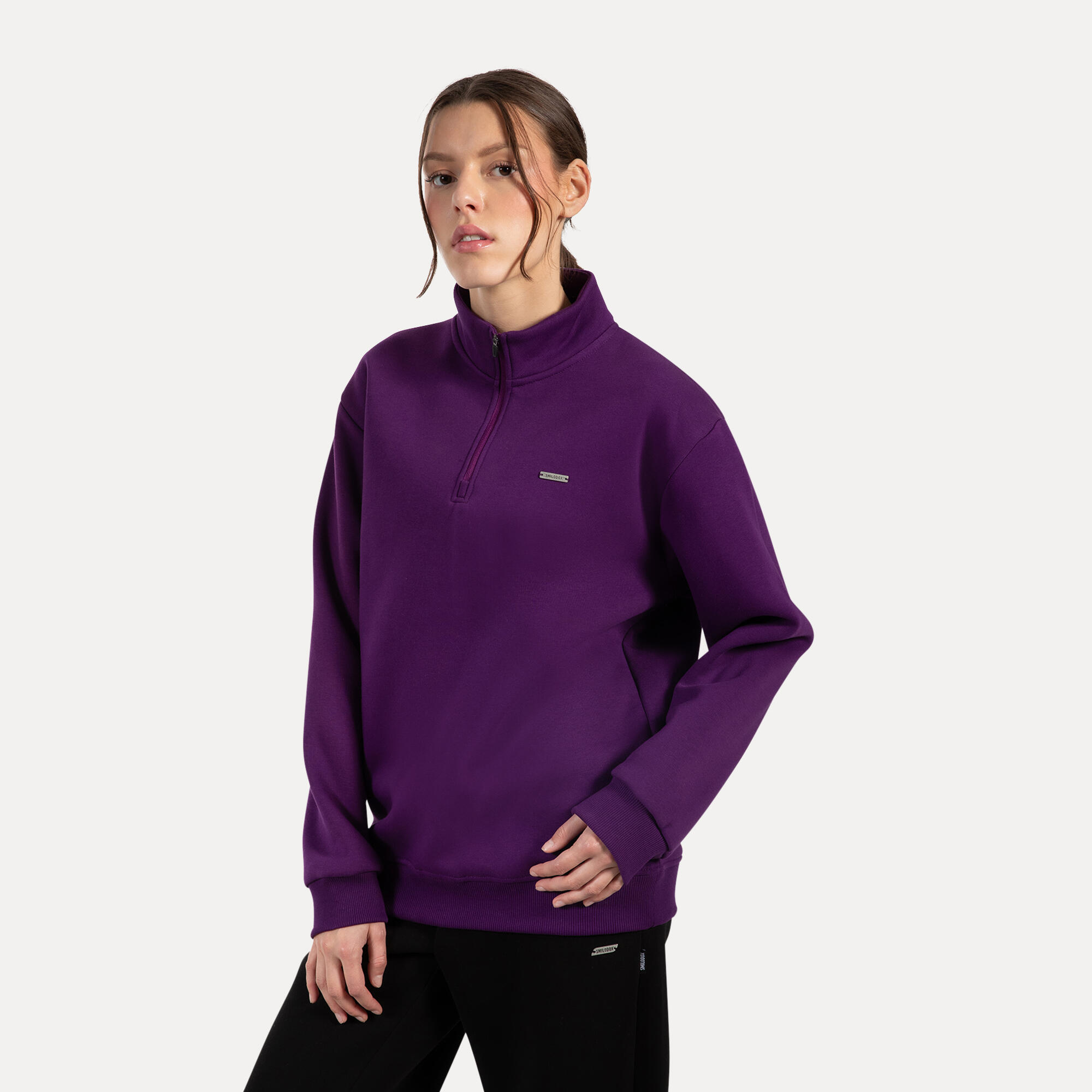Unisex Sweater Half Zip Jago Lila 2/5
