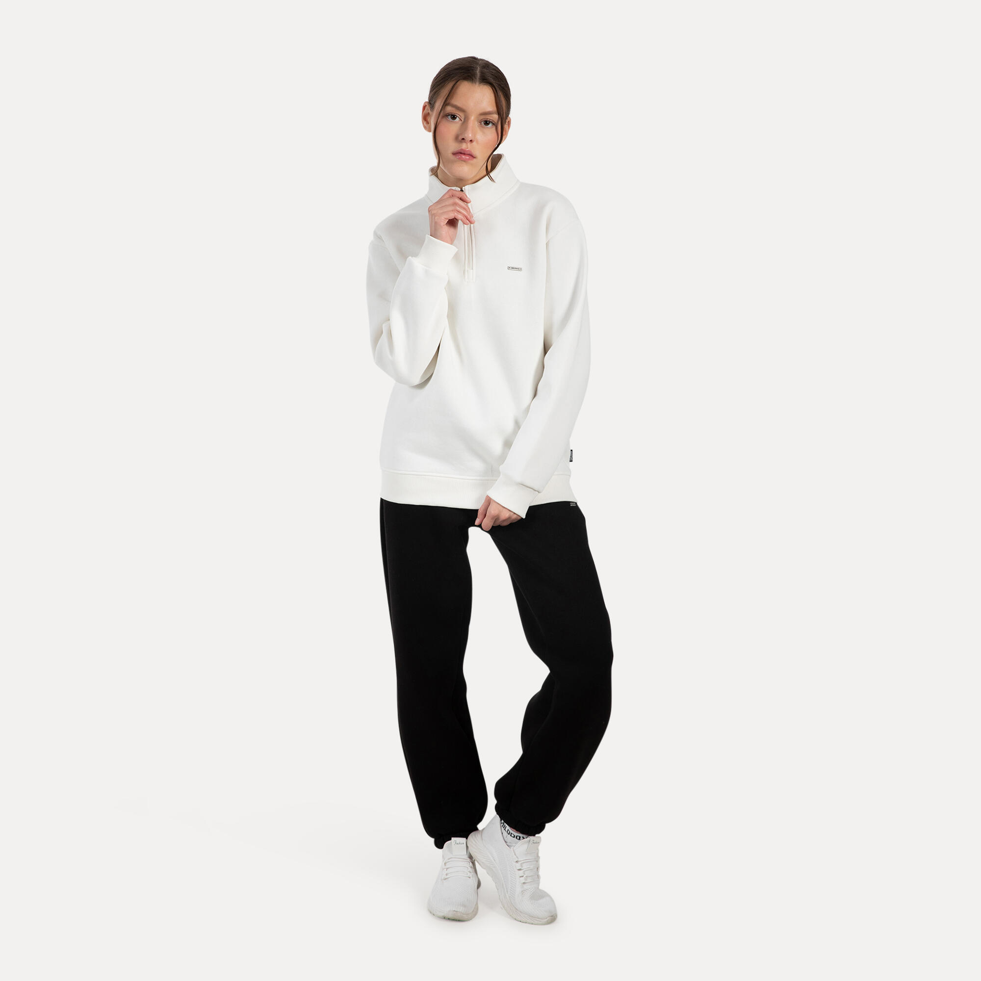 Unisex Sweater Half Zip Jago Creme 3/5
