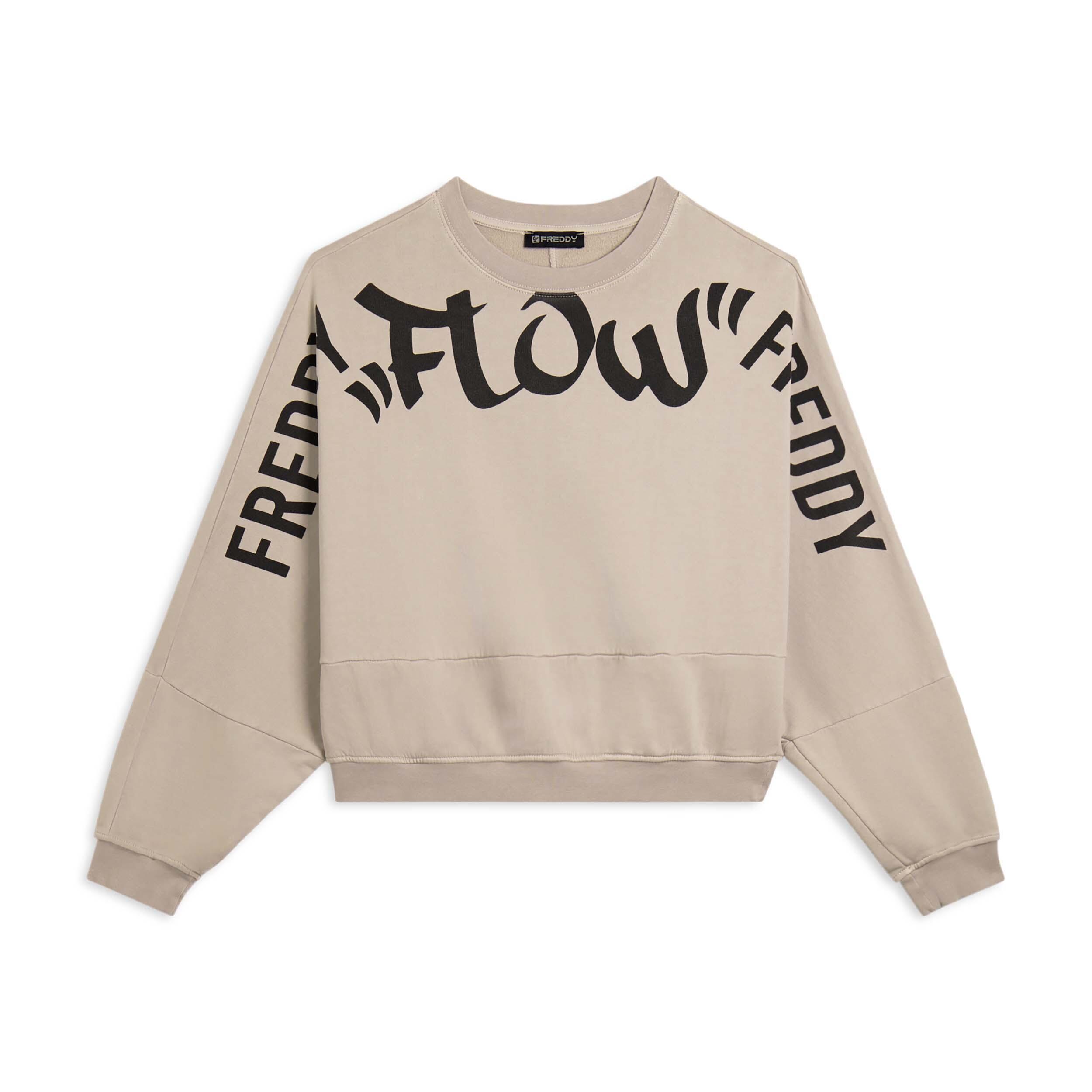 Freddy - Sweat-shirt Cropped Extra-large Avec Imprimé Maxi Flow - Sweat-shirt - Beige - Decathlon