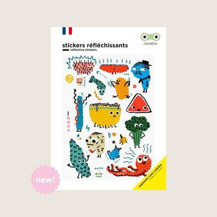 RAINETTE Stickers rétro‑réfléchissants vinyle multicolore 13,7 cm x 17,2 cm.
