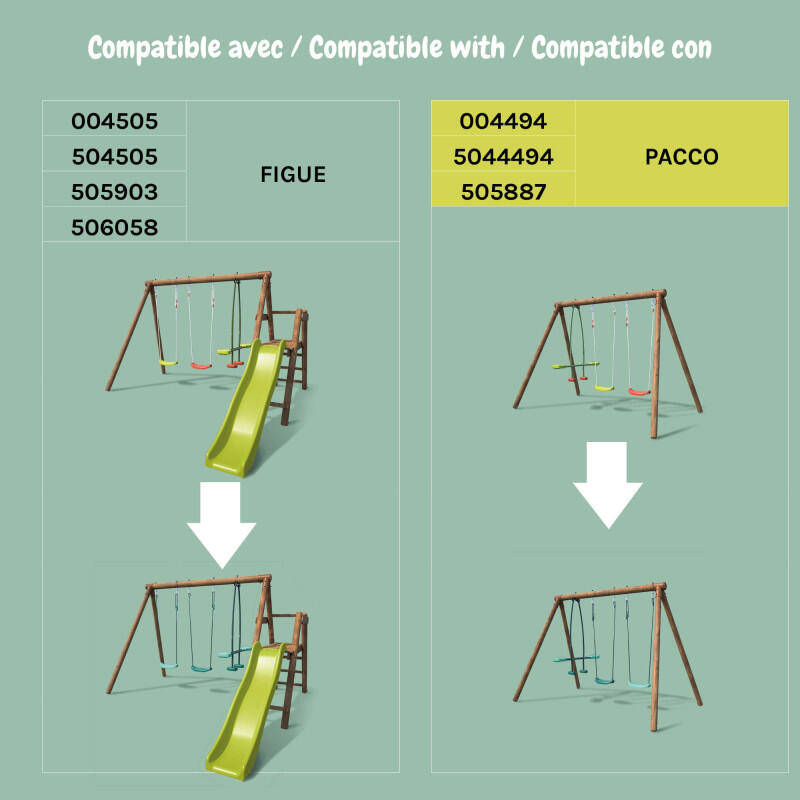 Pack Cocoon SOULET 3 accessoires pour portique H195 cm 2 balançoires et 1 face à 5/5