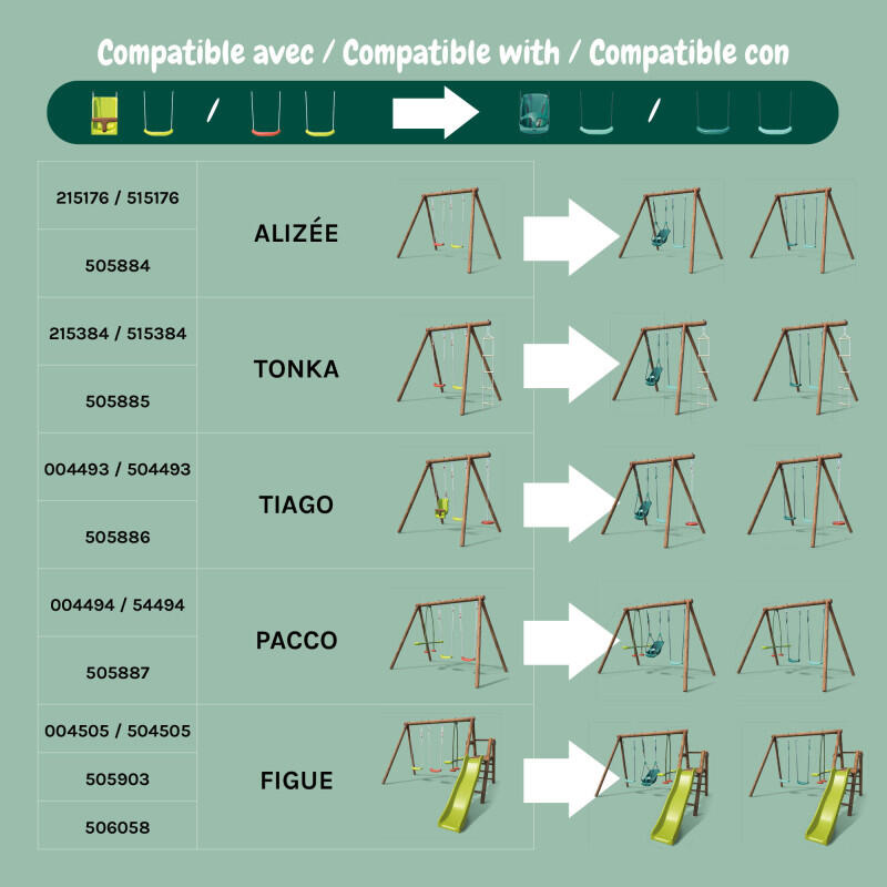 Pack Lilly SOULET 3 accessoires pour portique H195 cm : 2 balançoires et 1 siège 5/5