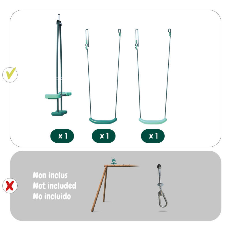 Pack Cocoon SOULET 3 accessoires pour portique H195 cm 2 balançoires et 1 face à 4/5