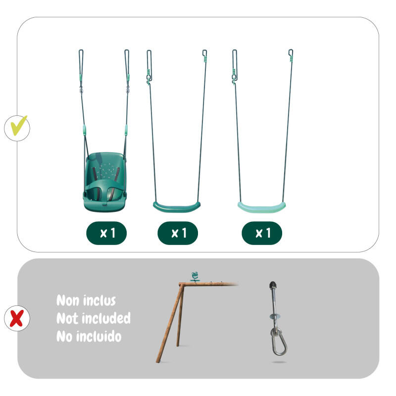 Pack Lilly SOULET 3 accessoires pour portique H195 cm : 2 balançoires et 1 siège 4/5