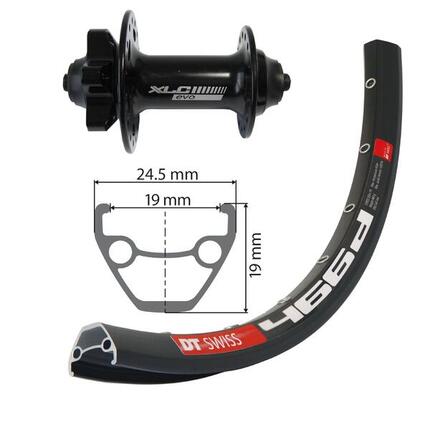 Roue avant axe jante 6 trous XLC DT Swiss 27.5x100 mm
