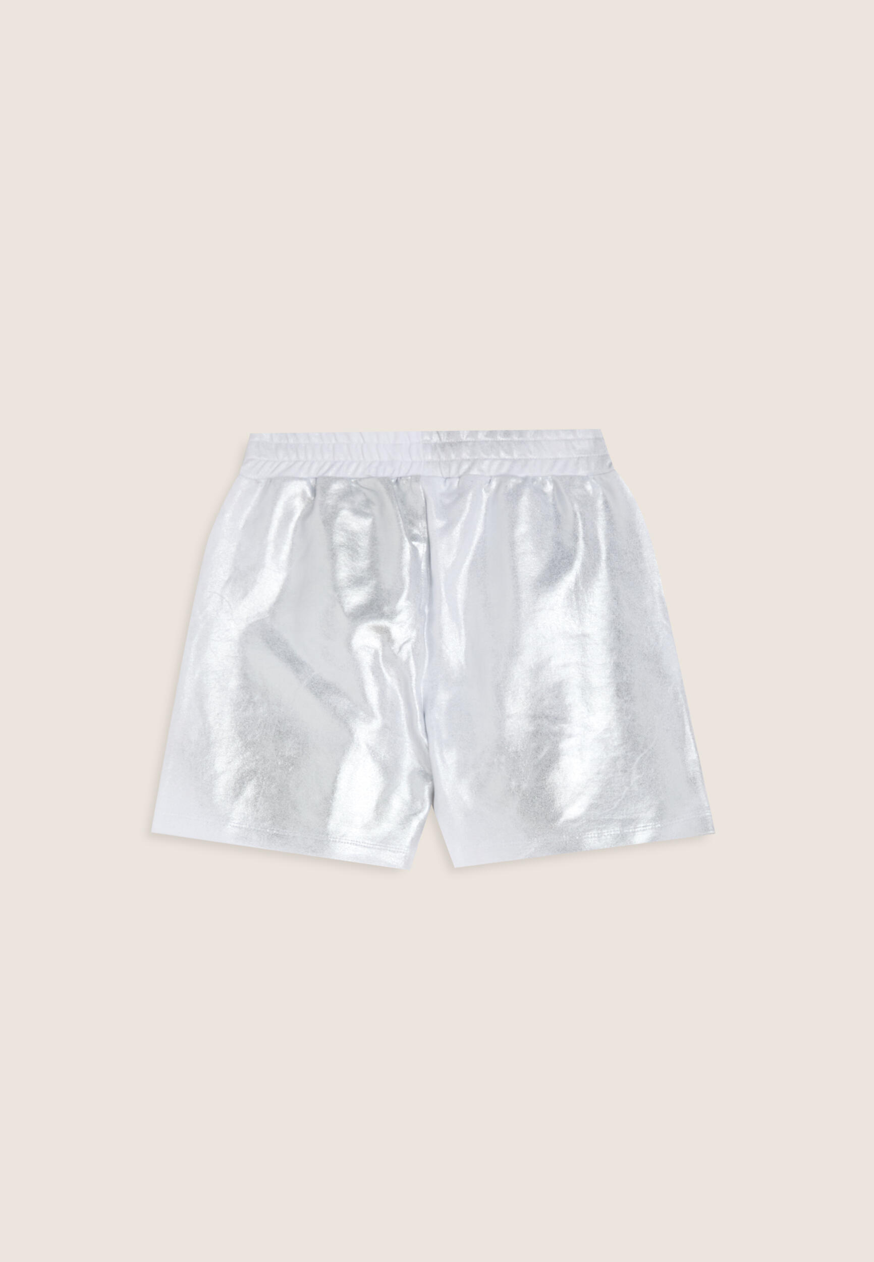 Pantaloncini Bambina in Cotone Coated Argento 2/3