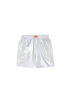 Short pour fille en coton enduit argent