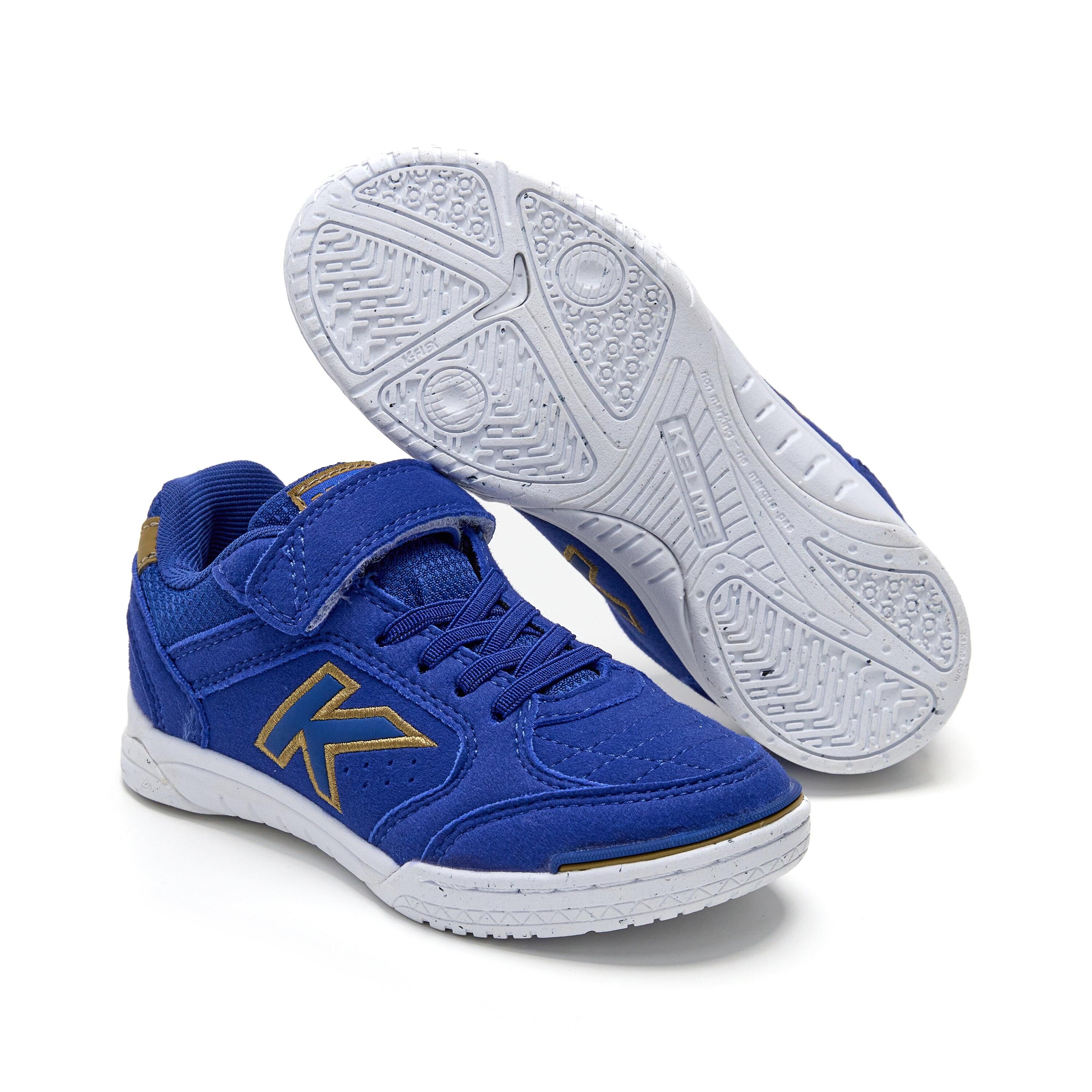 Kelme Zapatillas De Fútbol Sala De Niño Precision Elastic Azul Dorado Unisex Kid 2/7