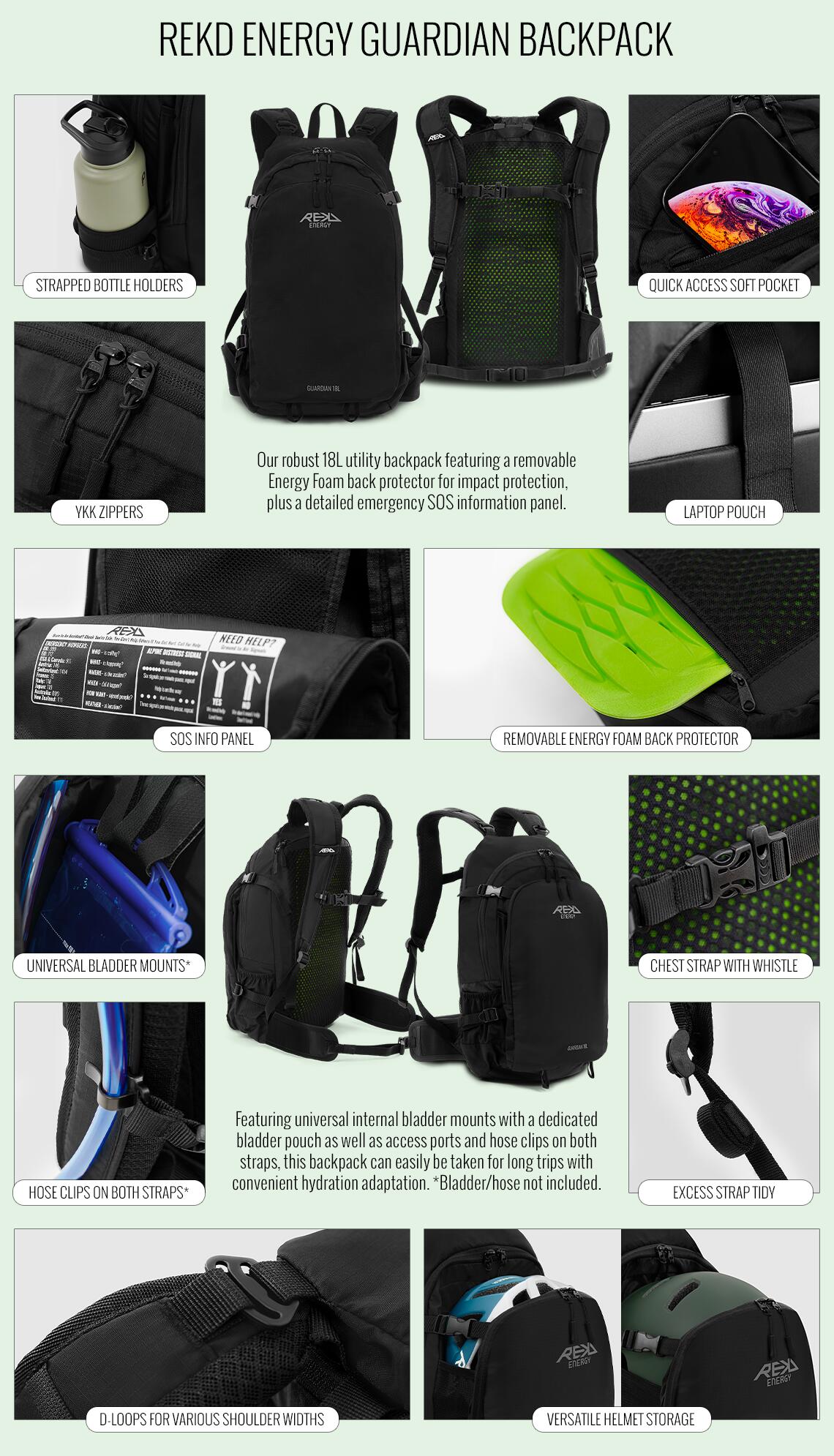 REKD Sac à dos de protection Energy Guardian Backpack Noir 7/7