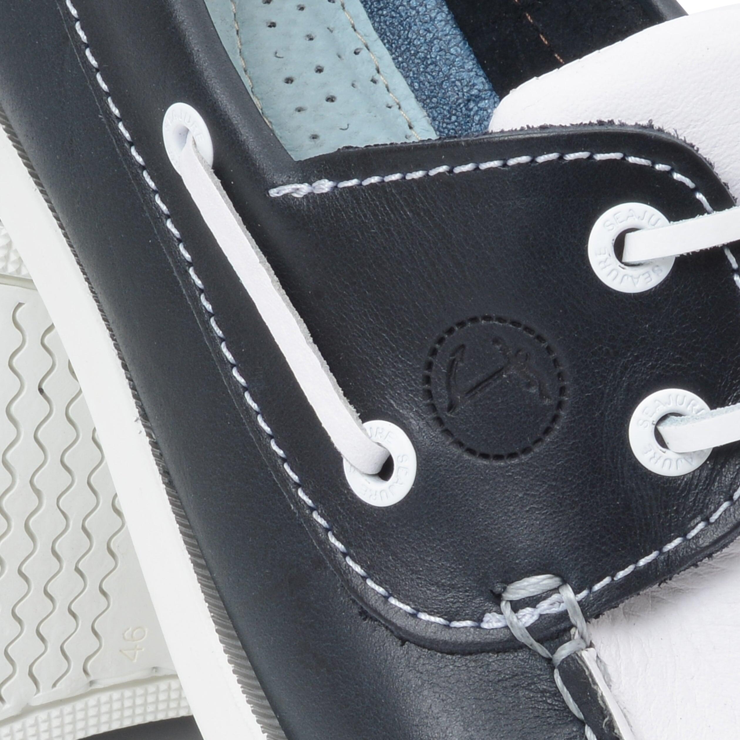 Hombre Cuero Zapatos Náuticos Exuma Azul marino, Blanco 4/5