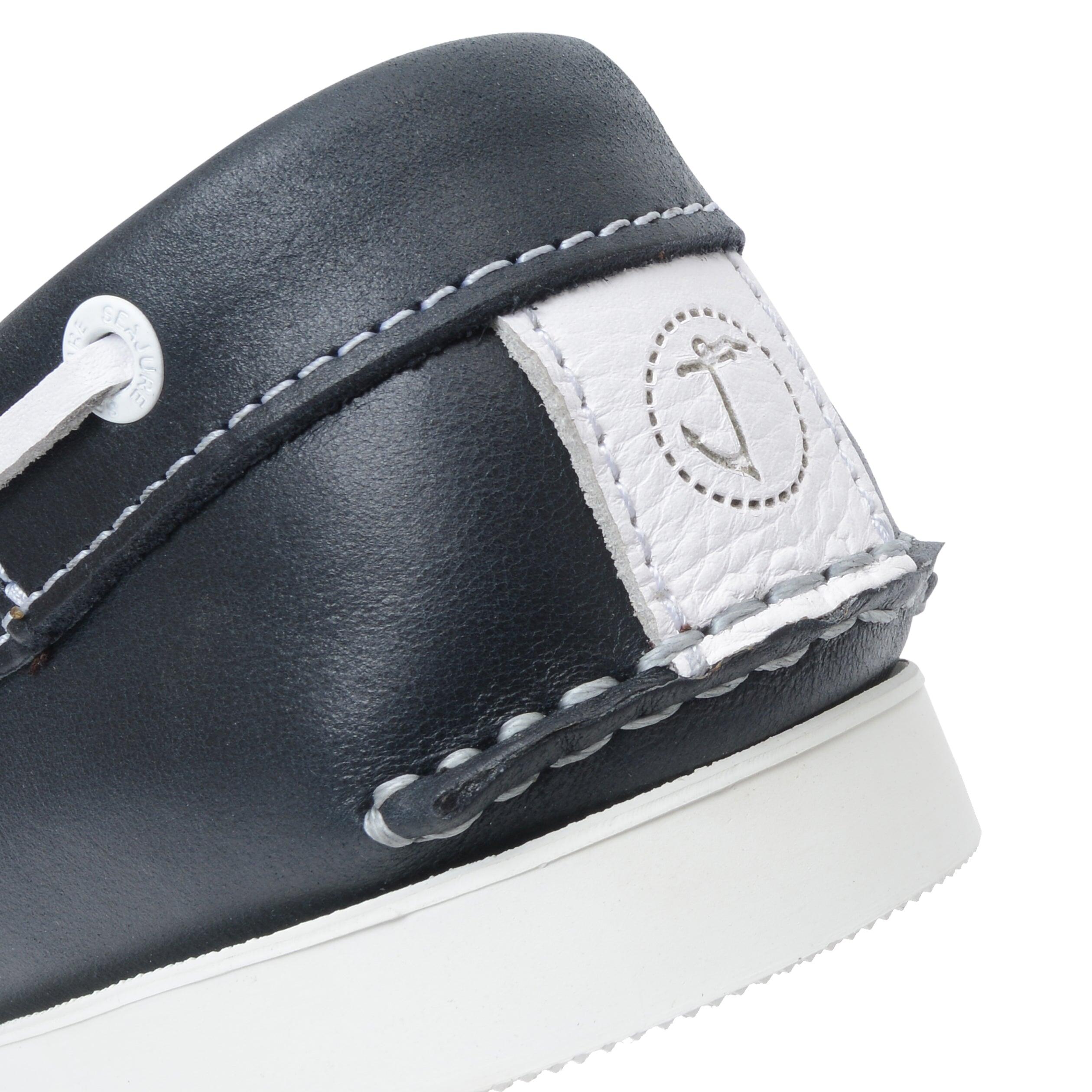Hombre Cuero Zapatos Náuticos Exuma Azul marino, Blanco 5/5