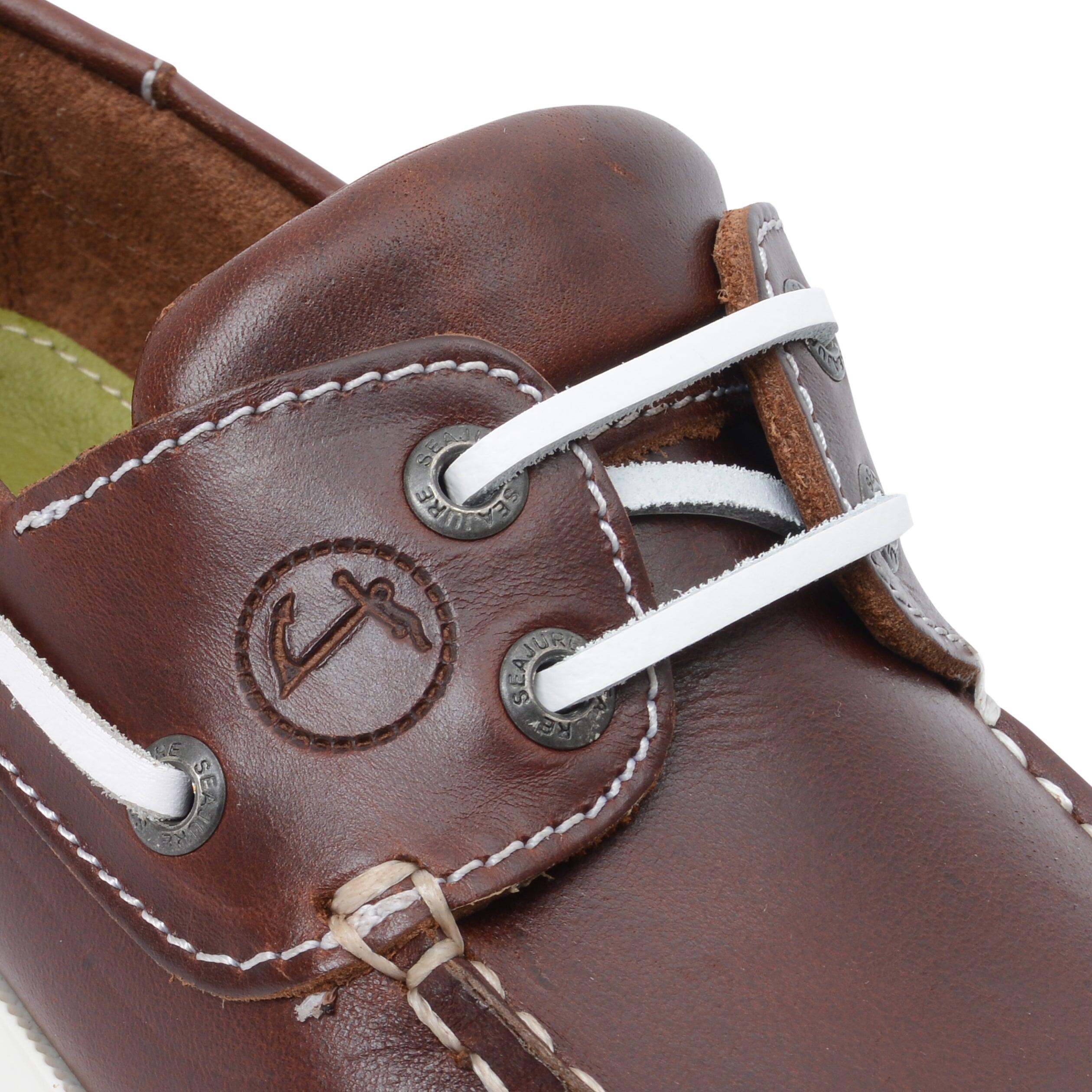 Mujer Cuero Zapatos Náuticos Neum Marrón 4/5