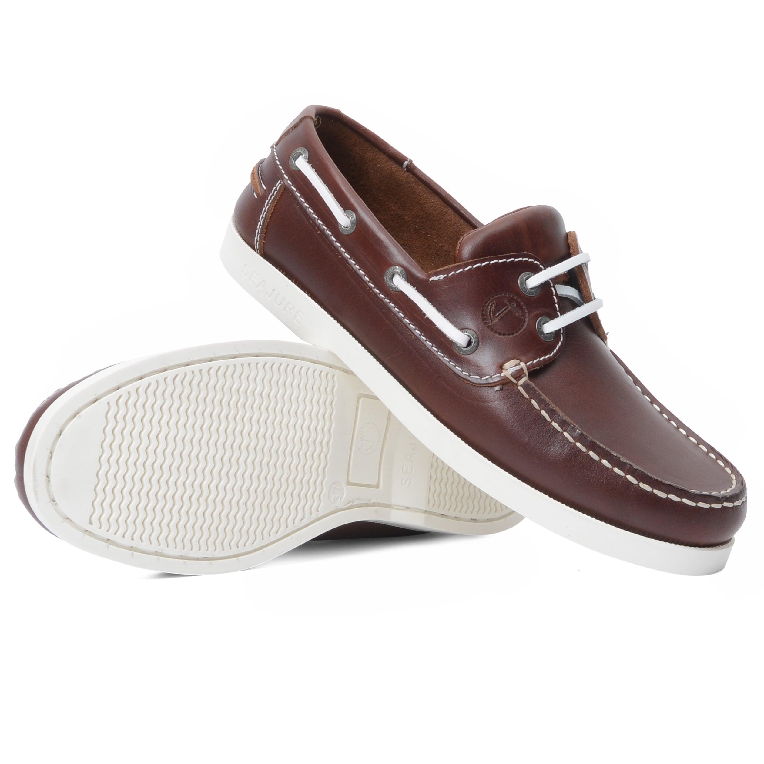 Mujer Cuero Zapatos Náuticos Neum Marrón 3/5