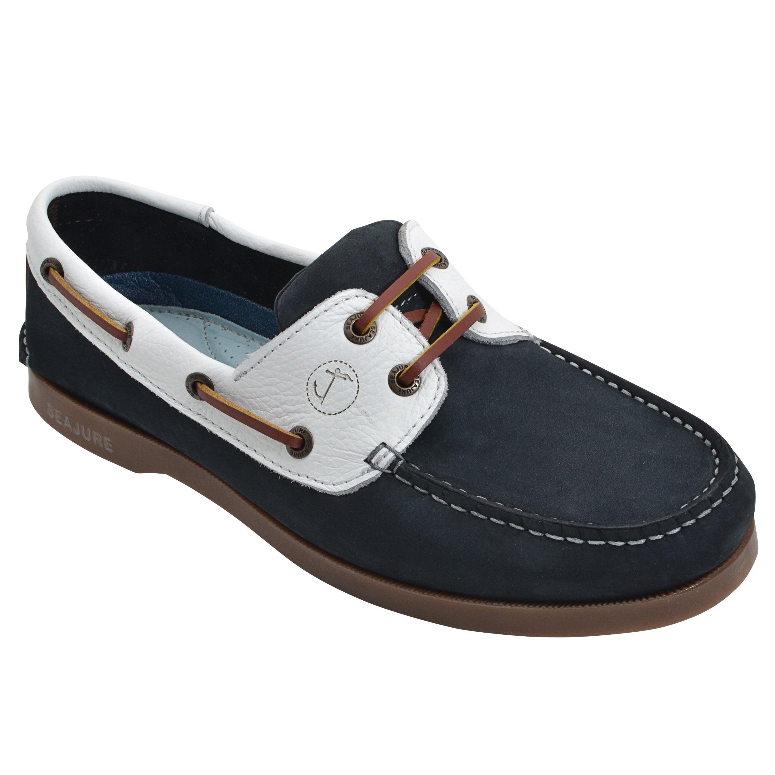 Hombre Cuero nobuk Zapatos Náuticos Mystic Azul marino, Blanco 1/4