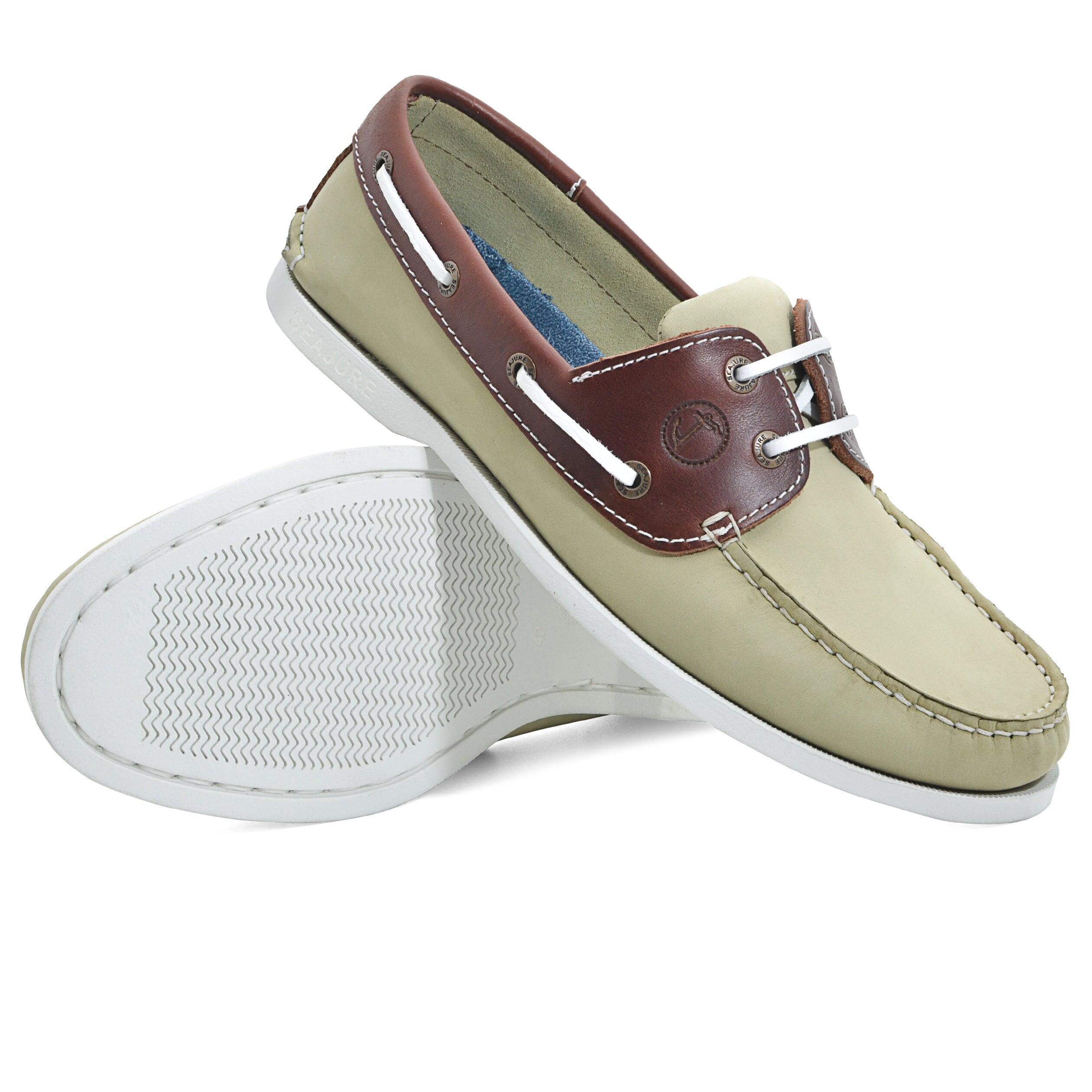 Hombre Cuero nobuk Zapatos Náuticos Landfall Verde claro, Marrón 3/4