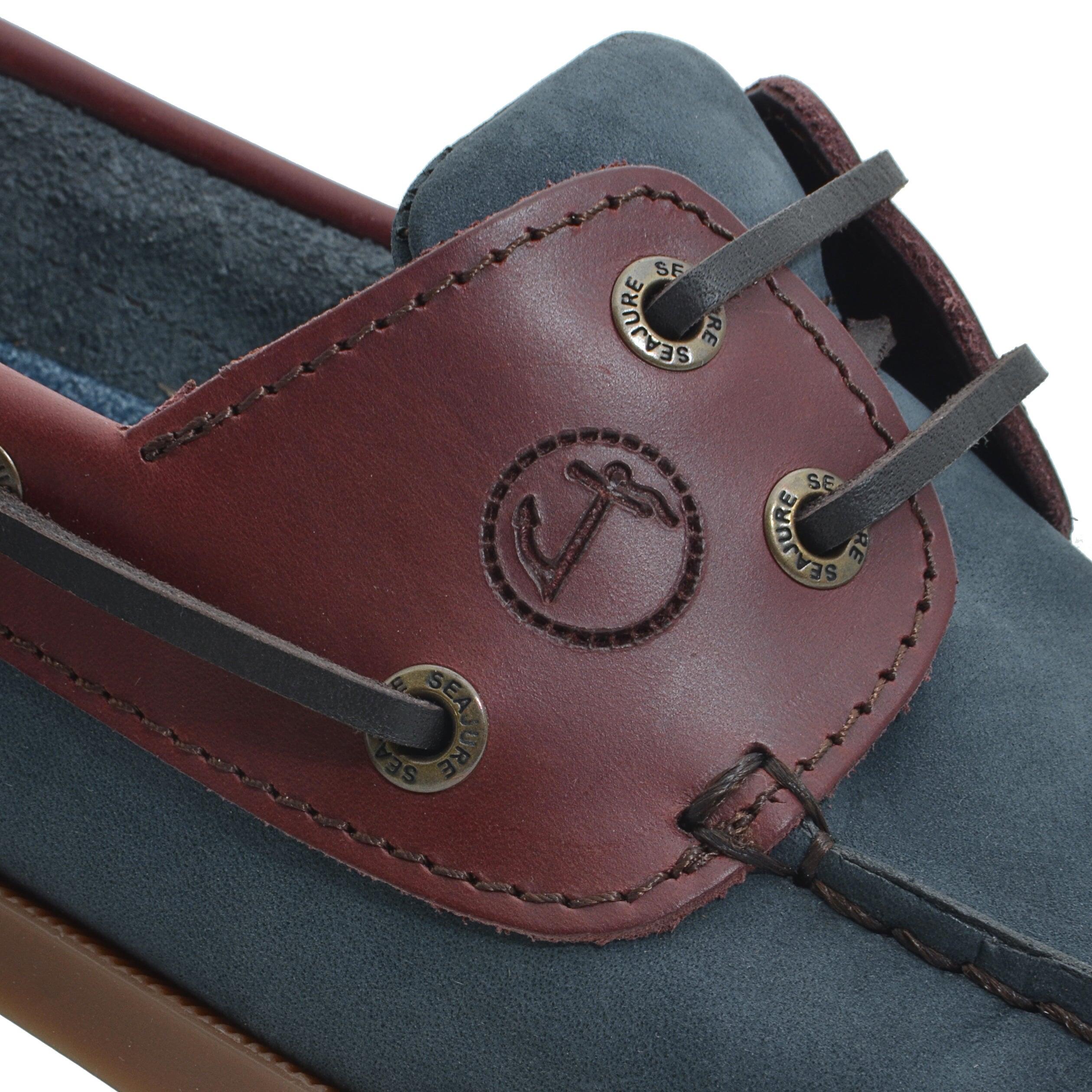 Hombre Cuero nobuk Zapatos Náuticos Lush Azul, Burdeos 4/5