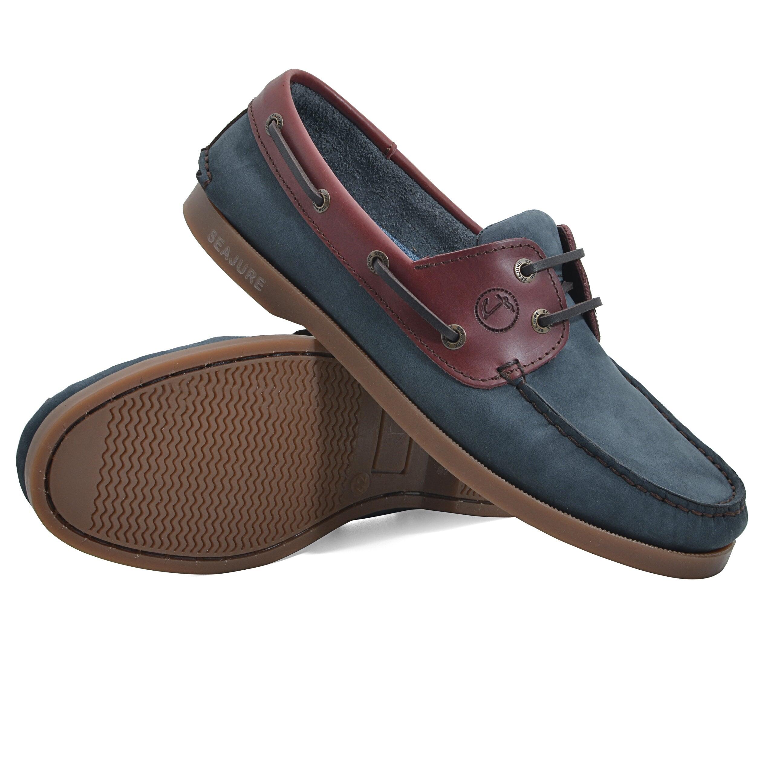 Hombre Cuero nobuk Zapatos Náuticos Lush Azul, Burdeos 3/5