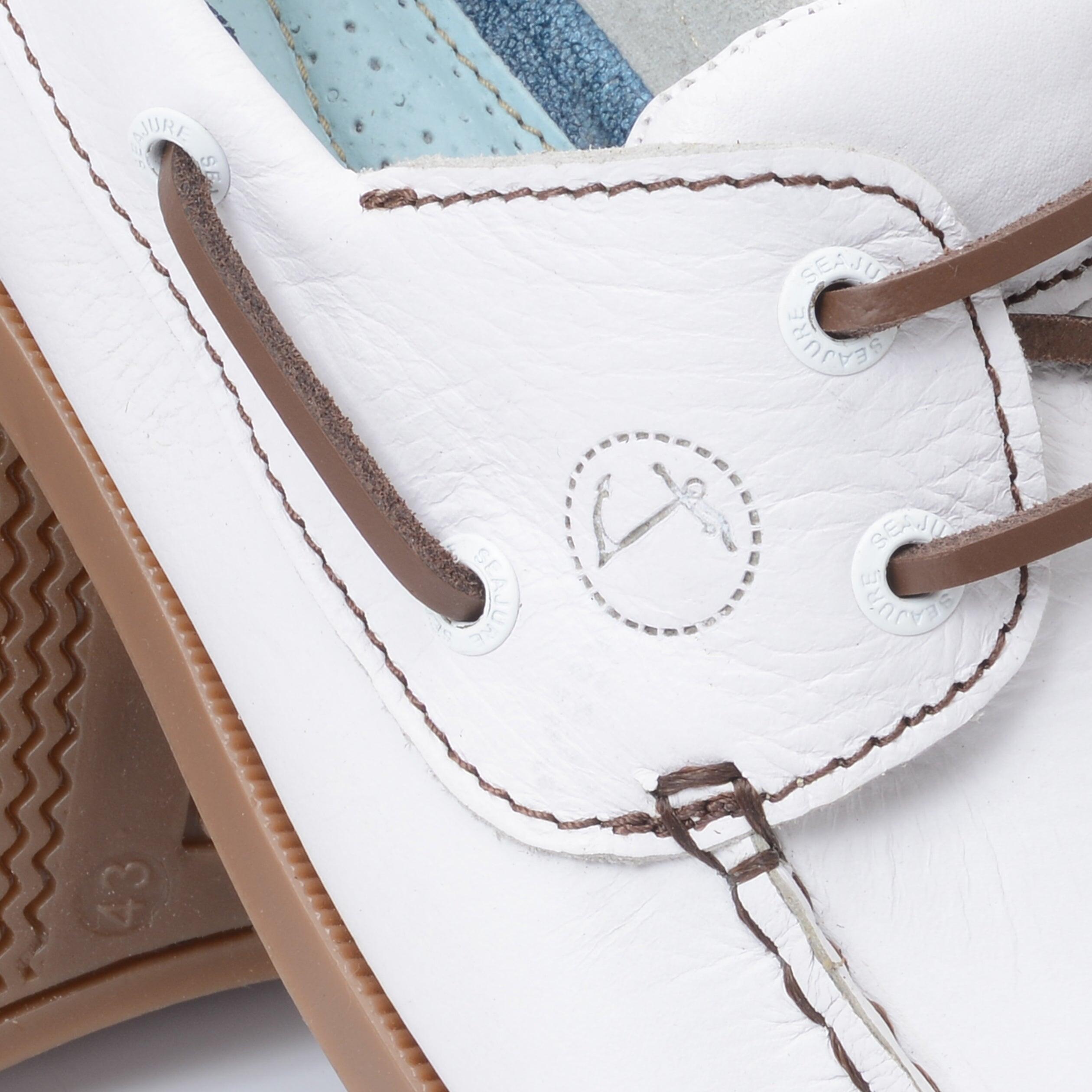 Hombre Cuero Zapatos Náuticos Worbarrow Blanco 4/5