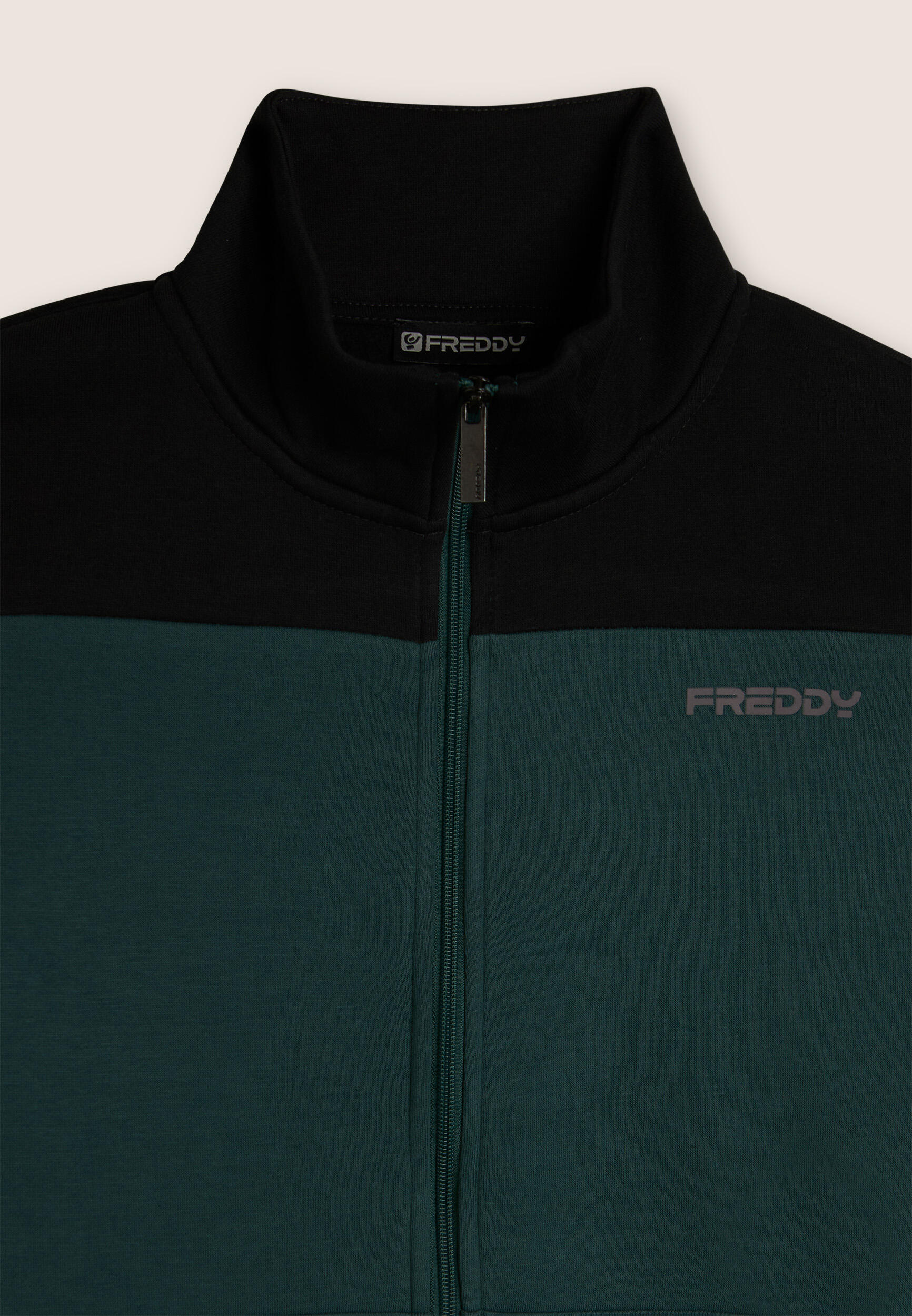 Tuta collo alto con full zip e dettagli colour block 3/3