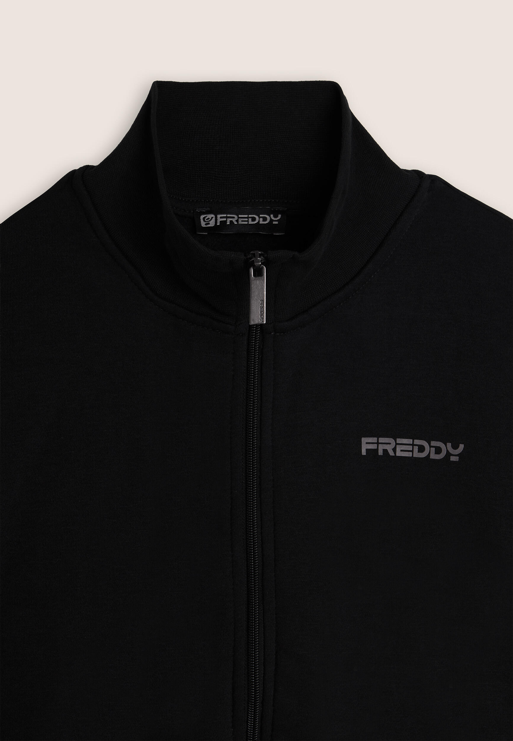 Felpa full zip con collo alto e tasche interne 3/3