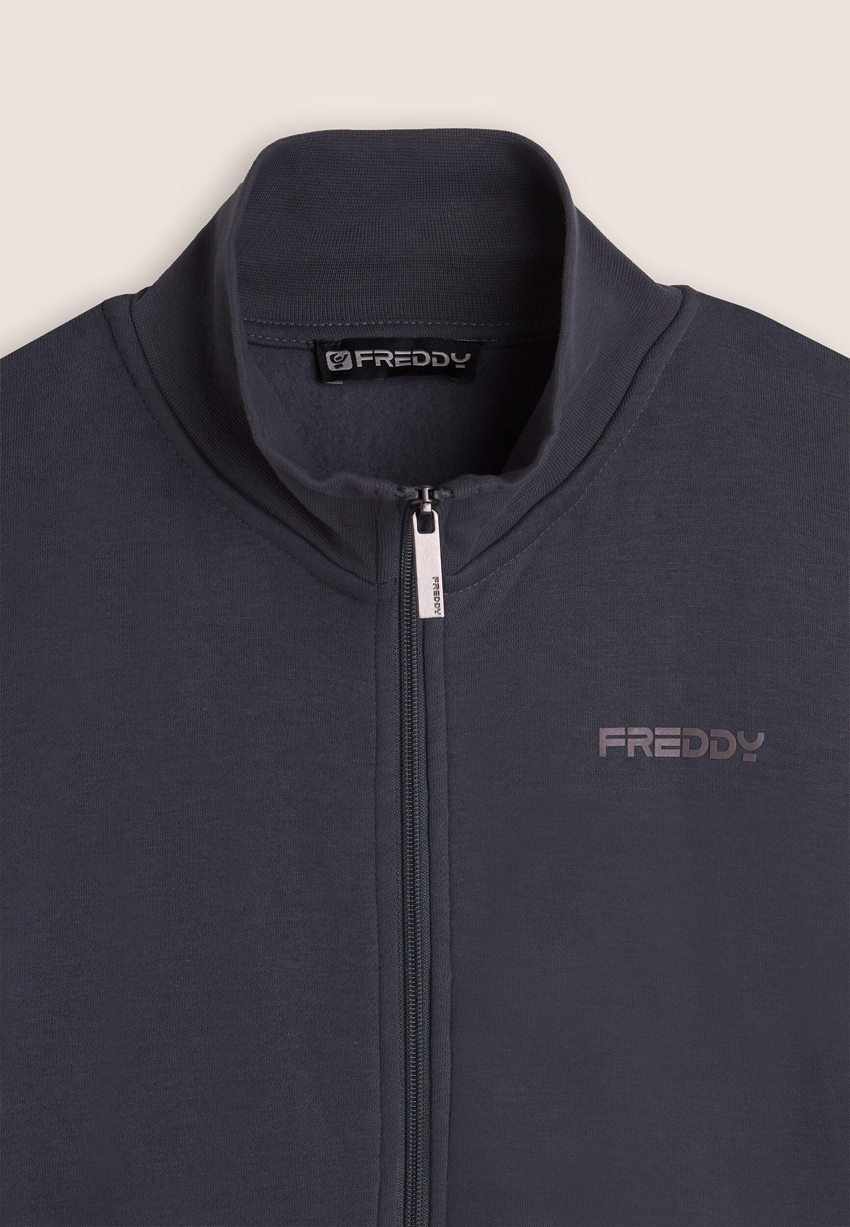 Felpa full zip con collo alto e tasche interne 3/3