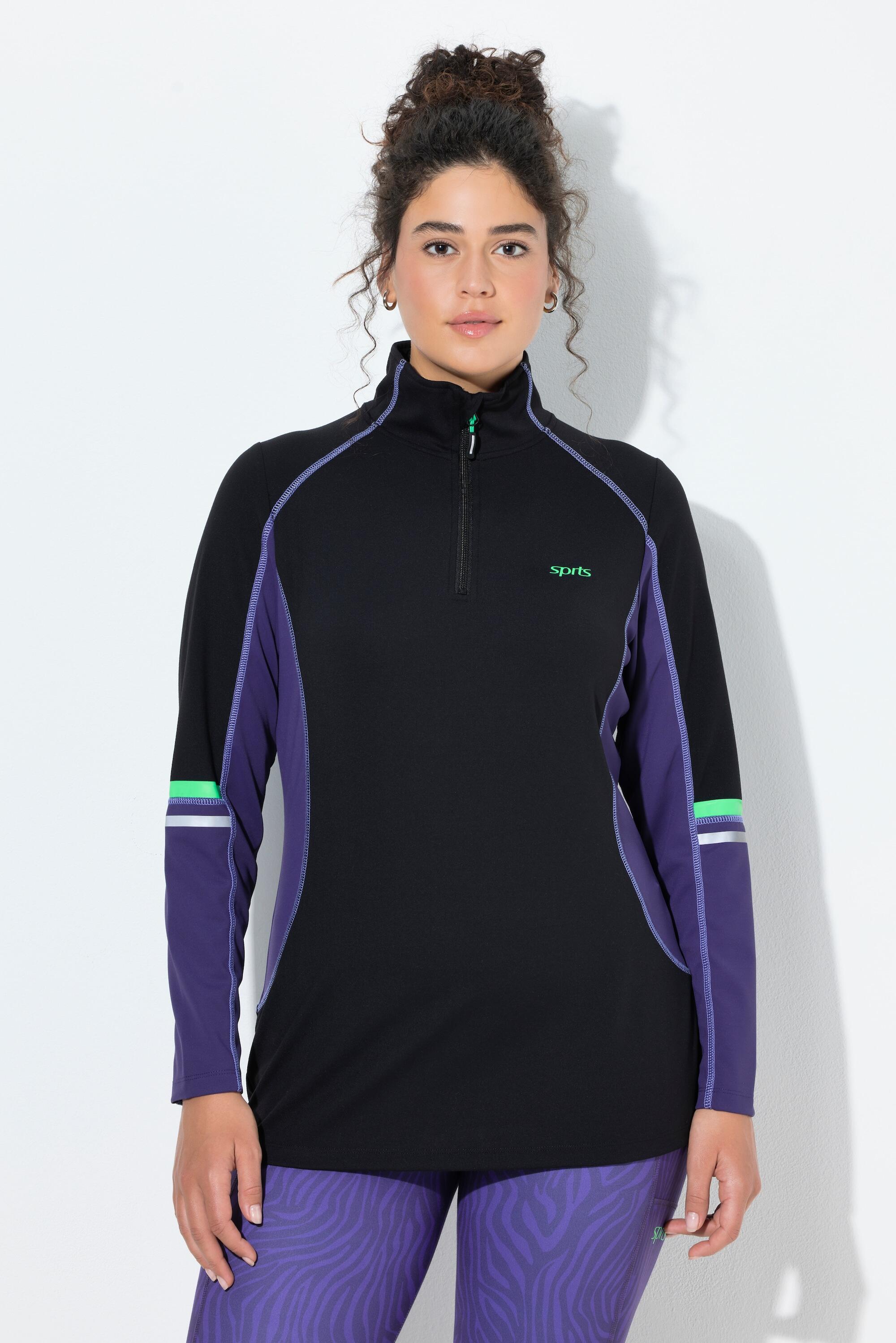 Femme T-shirt technique col montant fermeture à glissière et manches longues 1/7