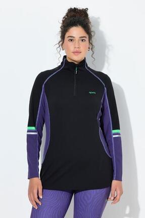 Damen Funktionsshirt Slim Stehkragen Zipper Langarm