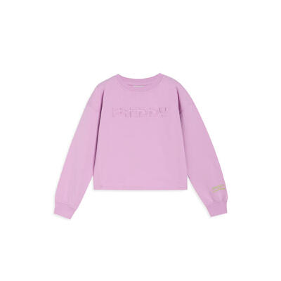Felpa Bambina cropped girocollo con logo FREDDY in rilievo