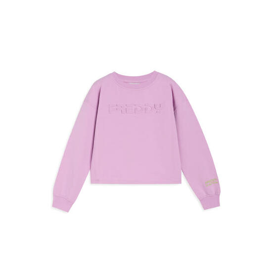 Felpa Bambina cropped girocollo con logo FREDDY in rilievo
