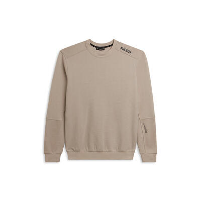 Felpa girocollo in tessuto rigato con stampa logo