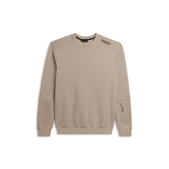 Felpa girocollo in tessuto rigato con stampa logo