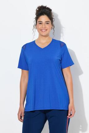 Damen Funktionsshirt Mesh-Einsatz V-Ausschnitt Halbarm
