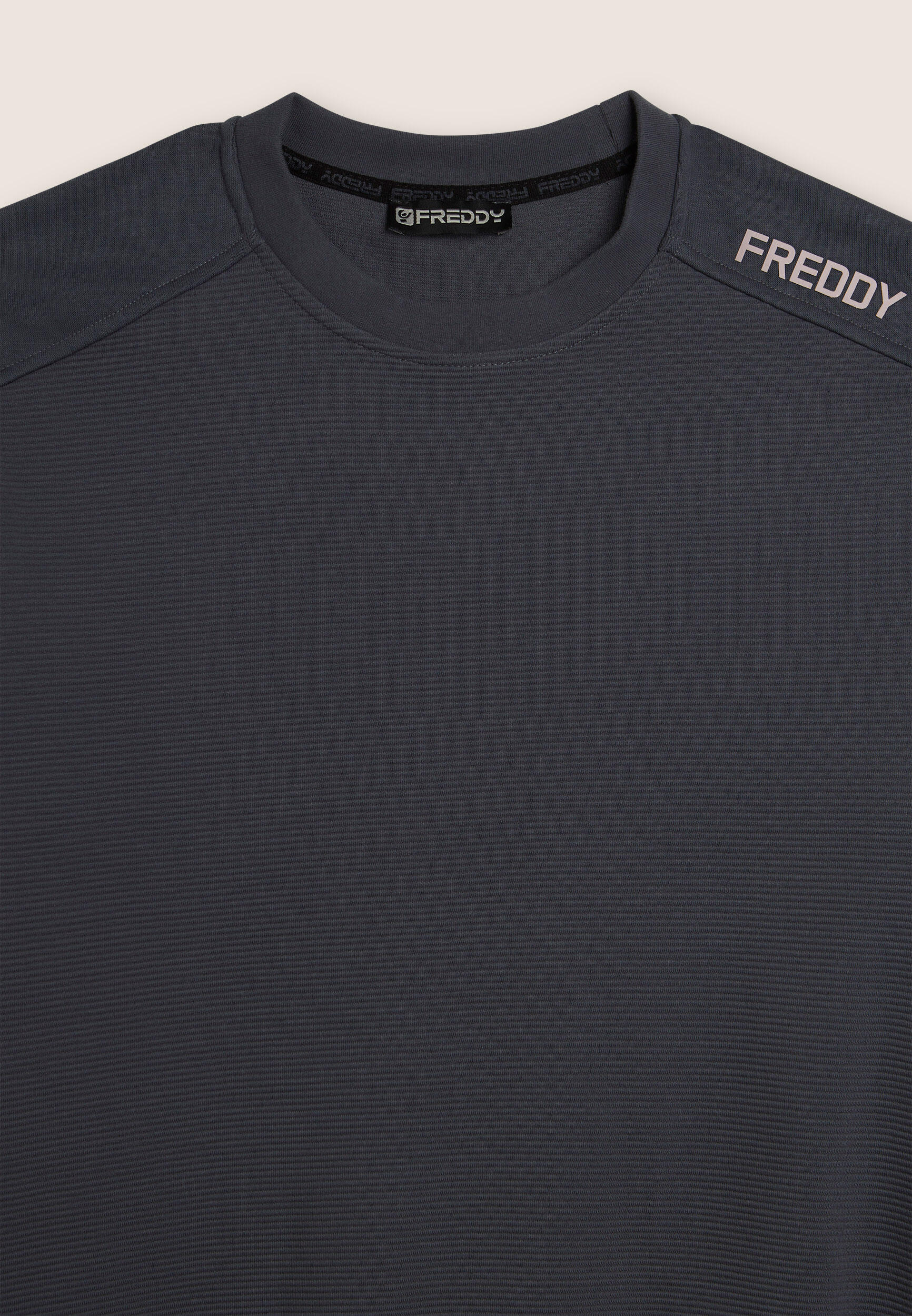 Sudadera de cuello redondo en tejido de rayas con logotipo estampado 3/3