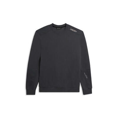 Felpa girocollo in tessuto rigato con stampa logo