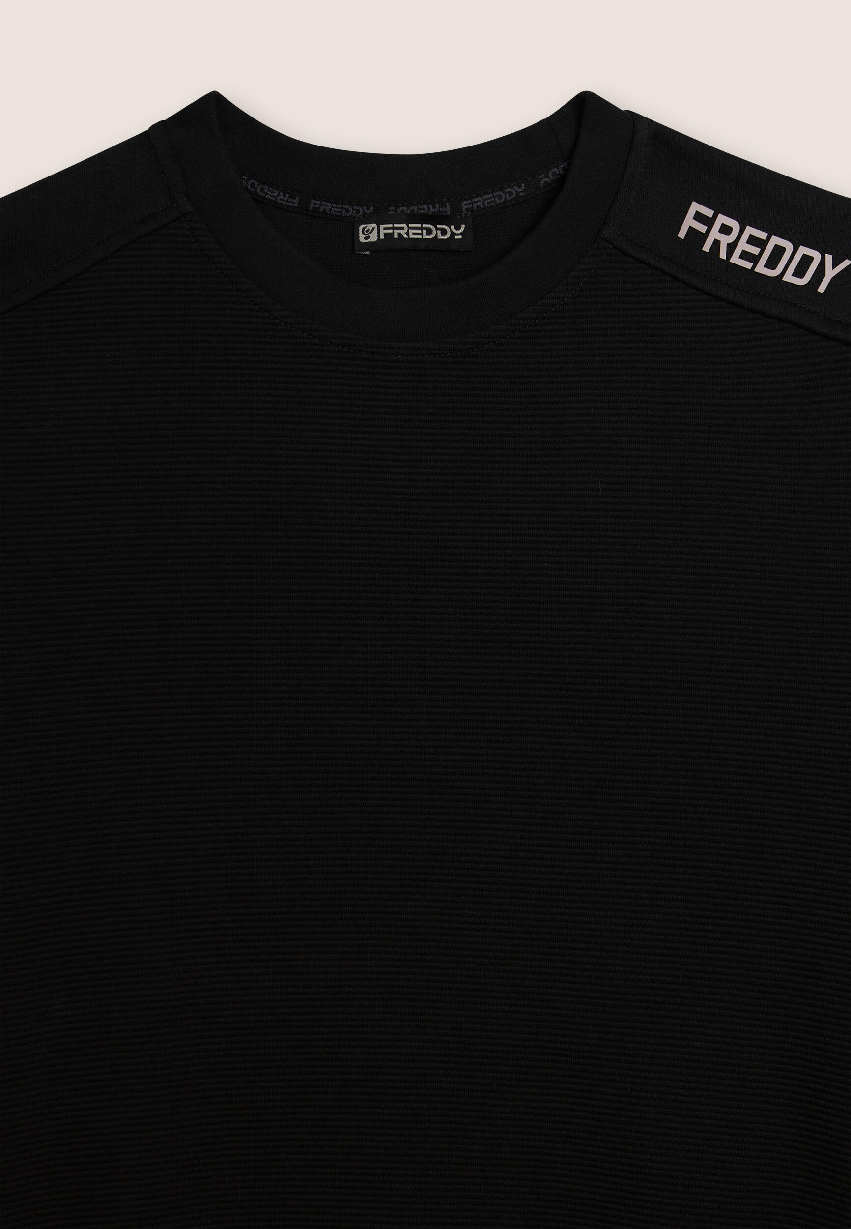 Sweat-shirt à col rond en tissu rayé avec logo imprimé 3/3
