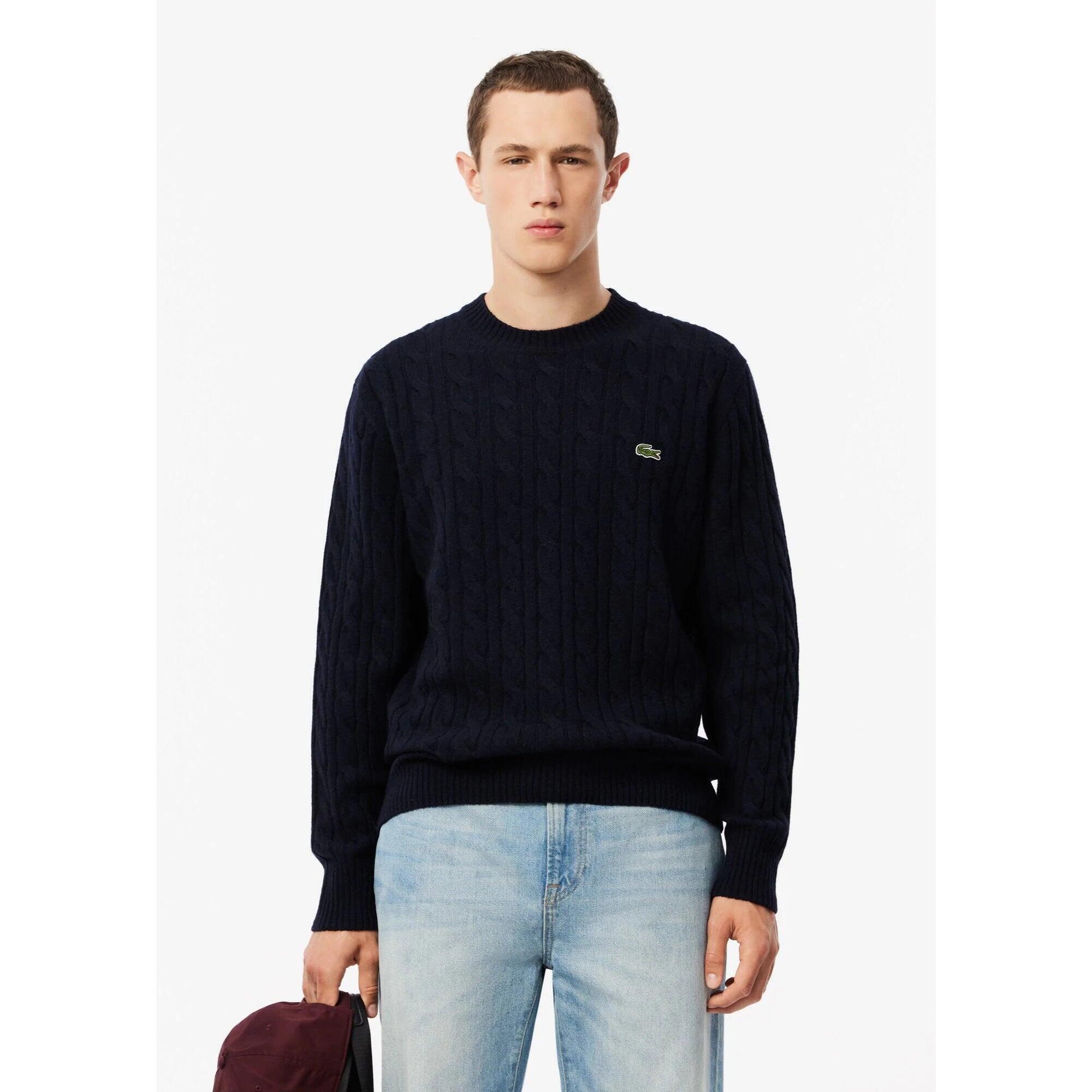 Lacoste - Pull Torsadé Lacoste En Laine - Homme - Pull - Bleu - Decathlon
