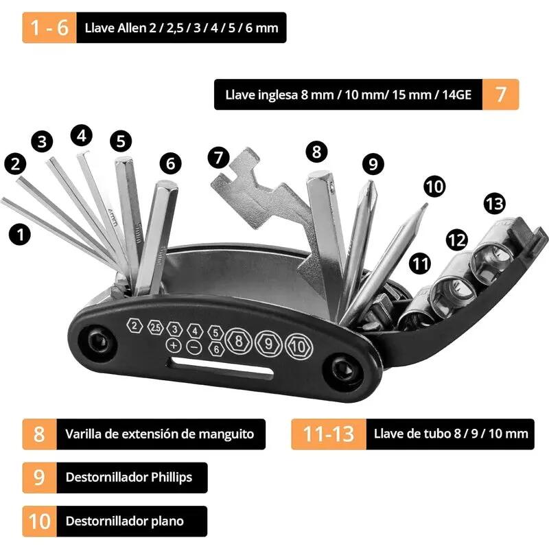 Herramienta - ciclismo - unisex - compacta, resistente - Z254_NA - negro 5/6