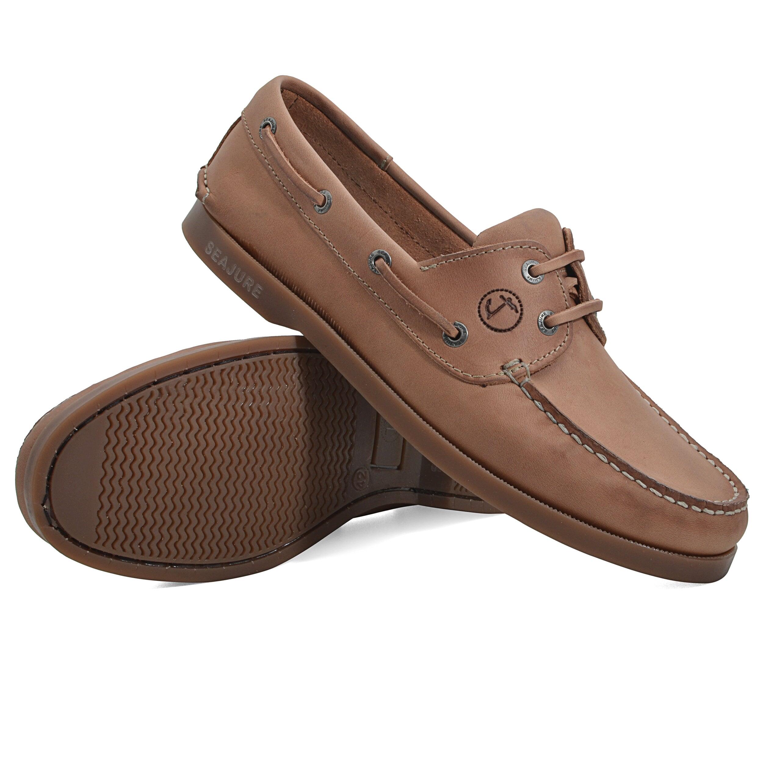 Hombre Cuero nobuk Zapatos Náuticos Sunlit Tan 3/4