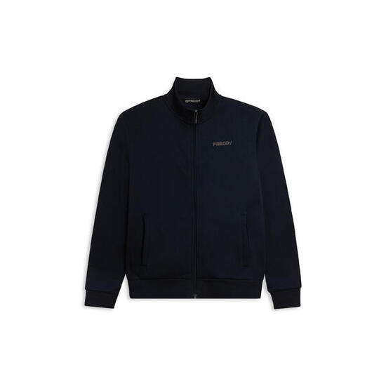 Sweat-shirt entièrement zippé avec col montant et poches passepoilées