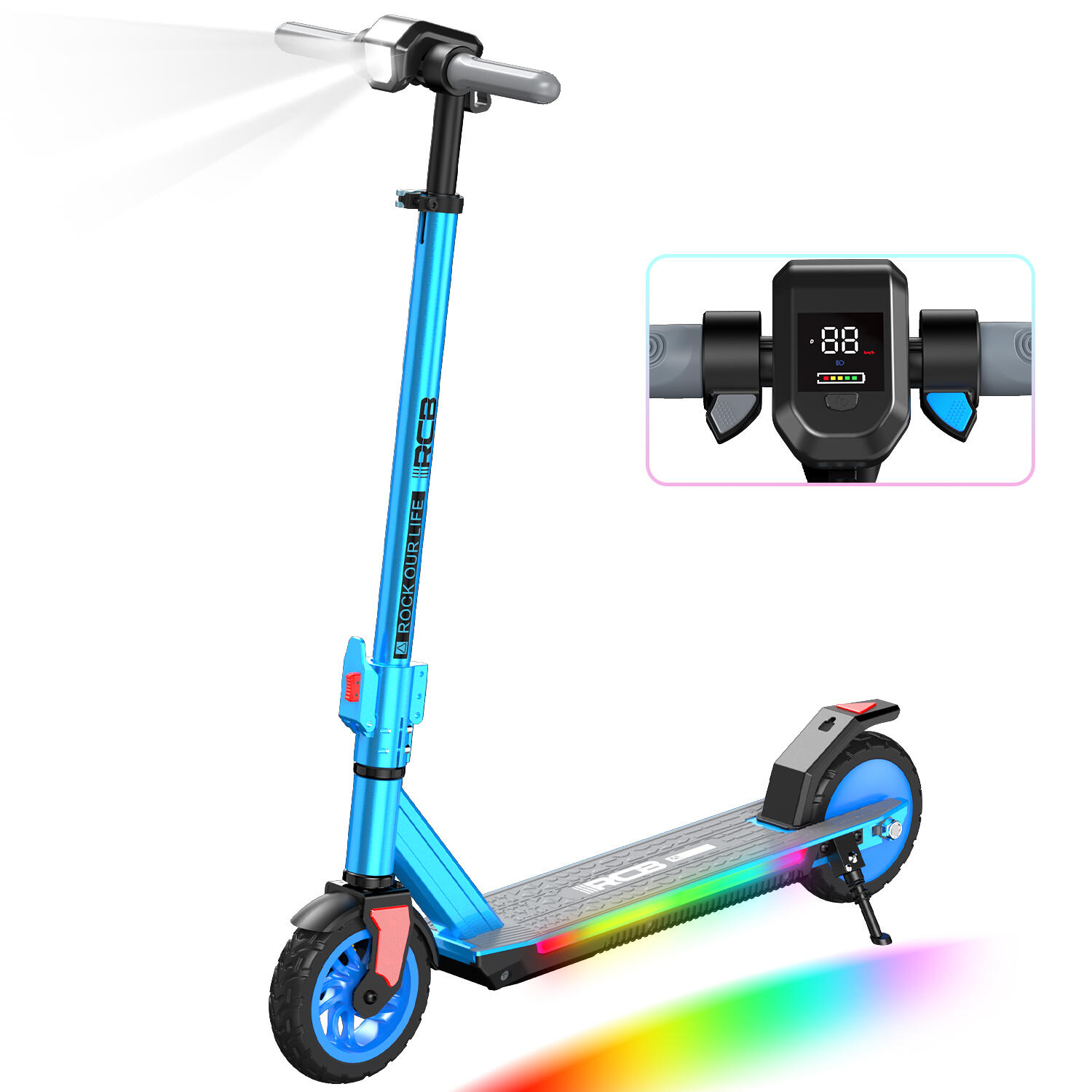 Rcb - Trottinette Électrique 6-12 - 3 Vit., 7" Pneu, Cadre Alu, Pliable - Rcb R12 Pro - Trottinette Électrique - Bleu - Taille Unique - Decathlon