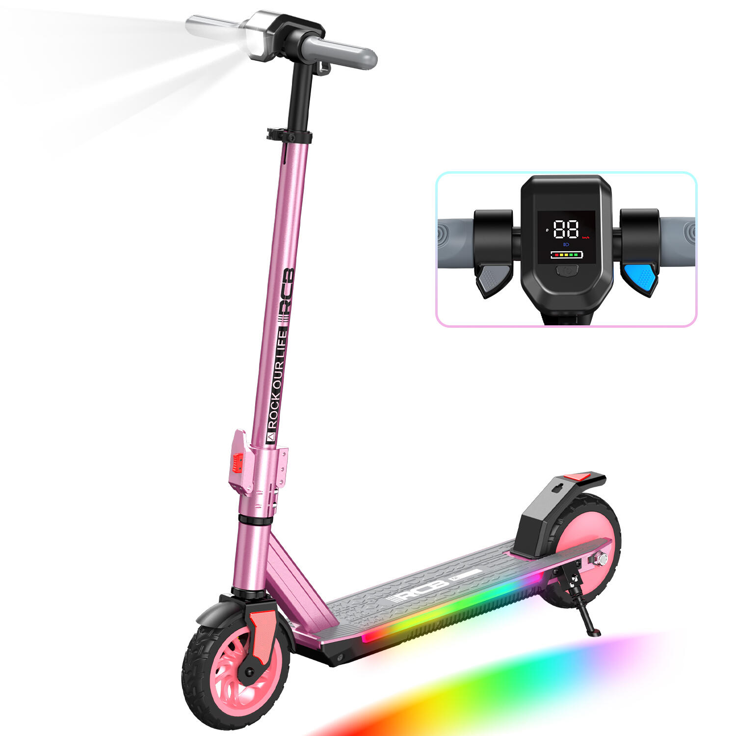 Rcb - Trottinette Électrique 6-12 - 3 Vit., 7" Pneu, Cadre Alu, Pliable - Rcb R12 Pro - Trottinette Électrique - Rose - Taille Unique - Decathlon