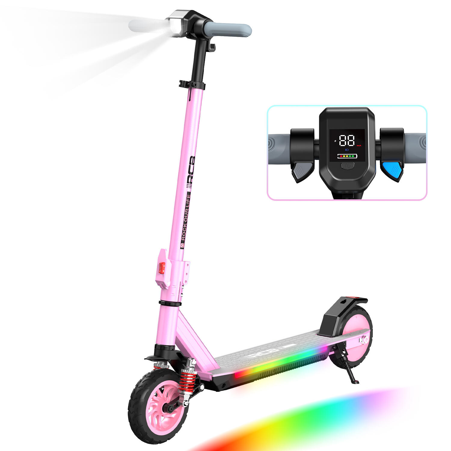 Rcb - Trottinette Enfant 3 Vitesses, Pneus 7", Suspension Pliable - Rcb R12 Max - Trottinette Électrique - Rose - Taille Unique - Decathlon